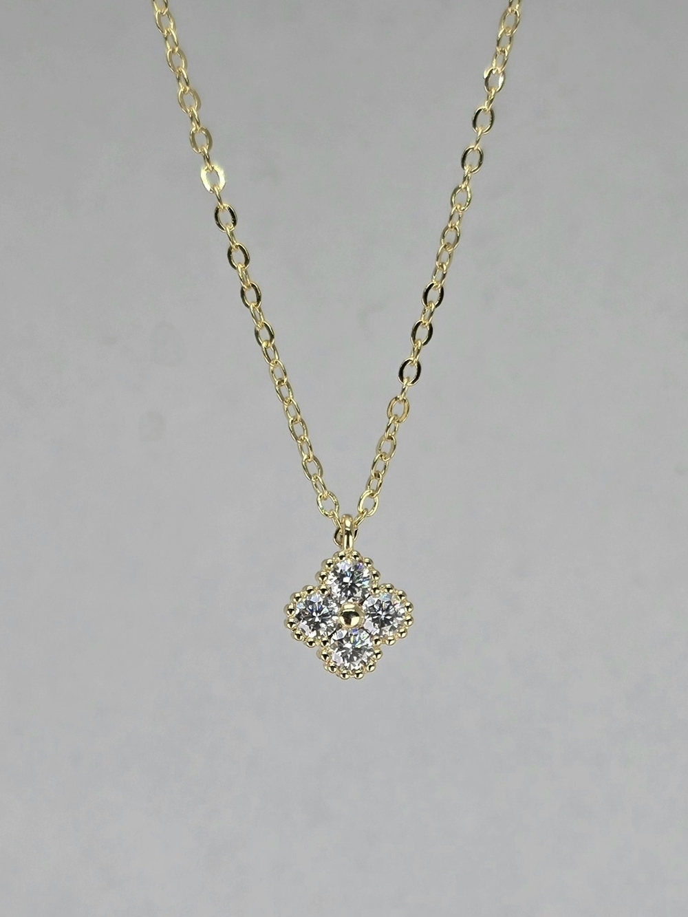 14k Gold-Filled 0.4ctw Moissanite Clover Pendant Necklace